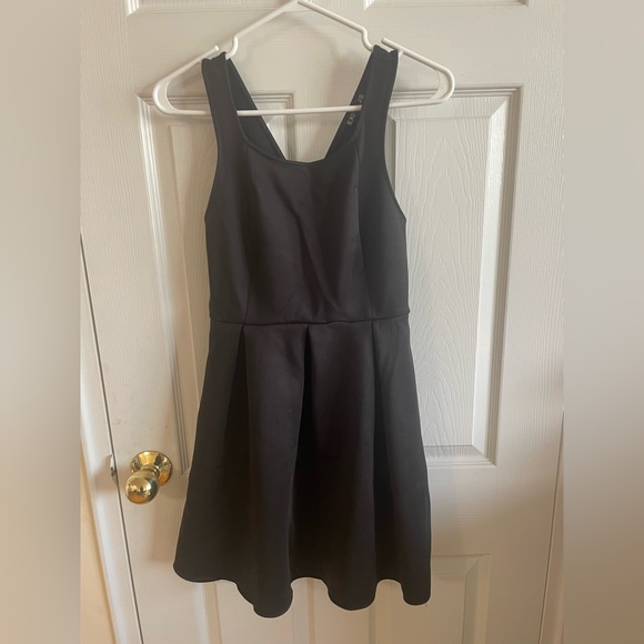 Black Fit and Flare Dress with Open / Crossback (US 6) - Picture 1 of 3